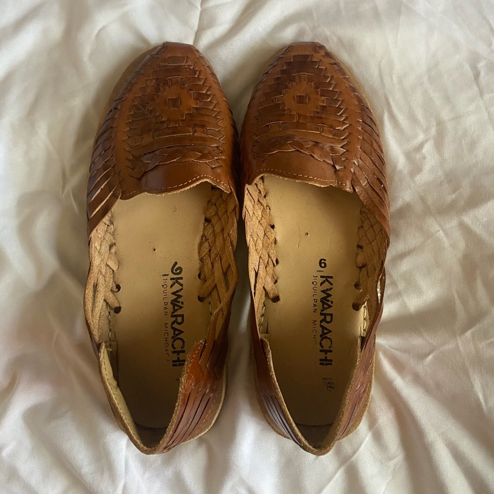 Brand new never worn real leather authentic mexican huaraches flat sandals